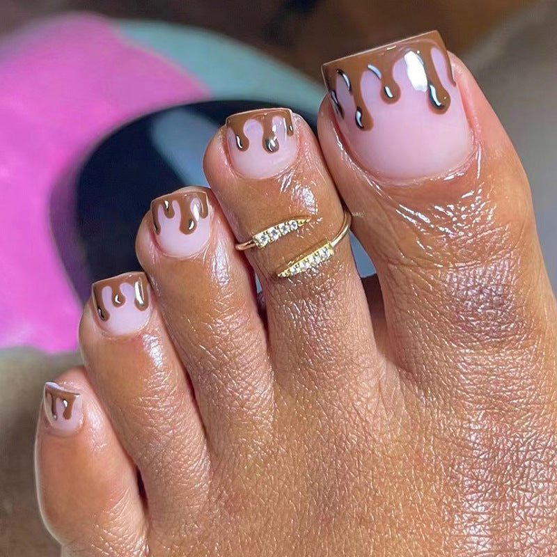 T6 PINK FLOWING HEART CHOCOLATE TOE NAILS