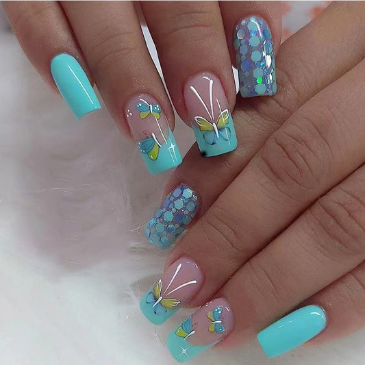 S21 LAKE GREEN GLACIER BUTTERFLY SHORT NAIL