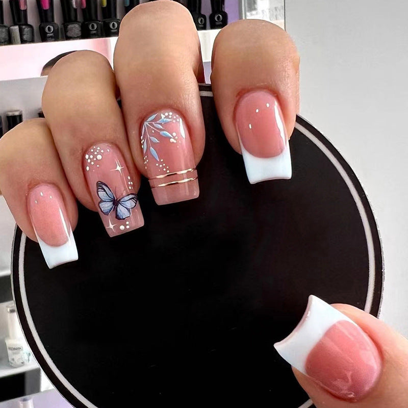 M17 NUDE PINK GARDEN BUTTERFLY MEDIUM NAIL