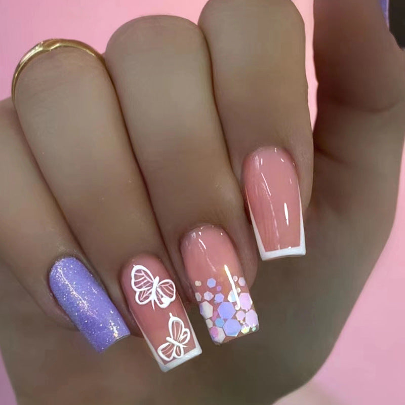 M13 BUTTERFLY FRENCH STYLE MEDIUM NAIL