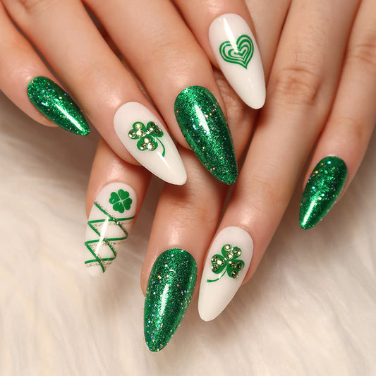 M34 SAINT PATRICK CLOVER GREEN MEDIUM NAIL