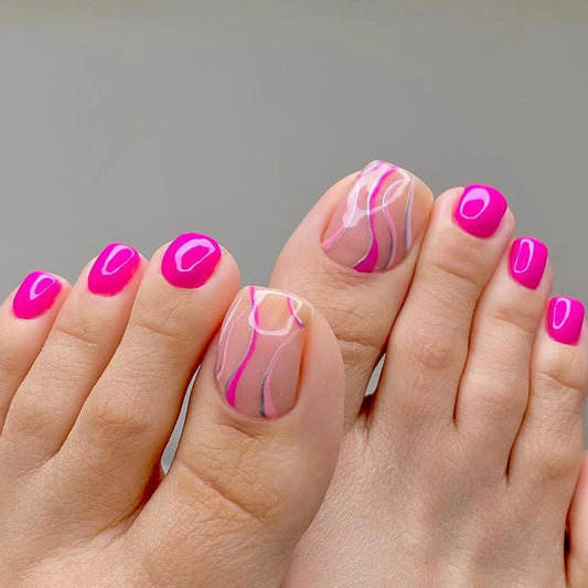 T5ROSE PINK PAITE LINE TOE NAIL