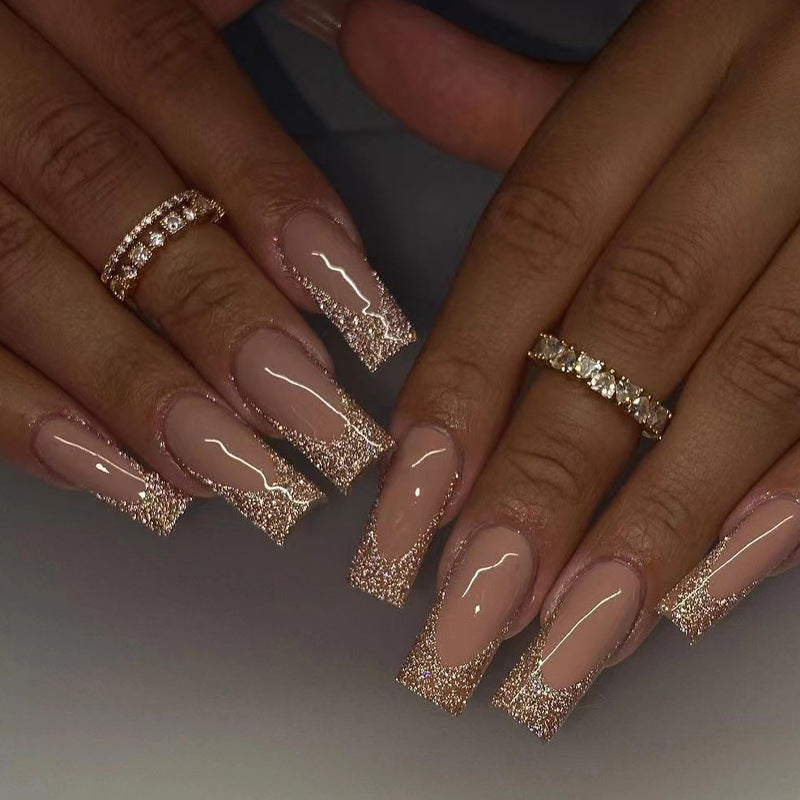 M30 GLITTER Golden PINK MEDIUM NAIL