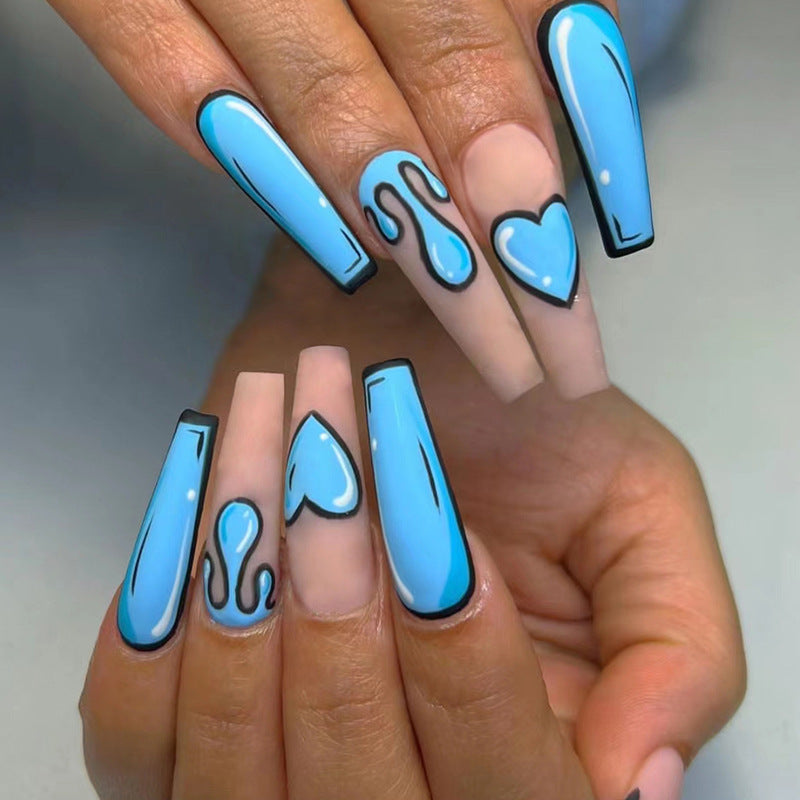 L15 FRESH COMIC STYLE PINK WITH BLUE LONG NAIL