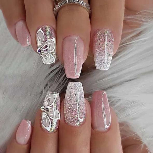 S20 GRADIENT GLITTER PINK SHORT NAIL