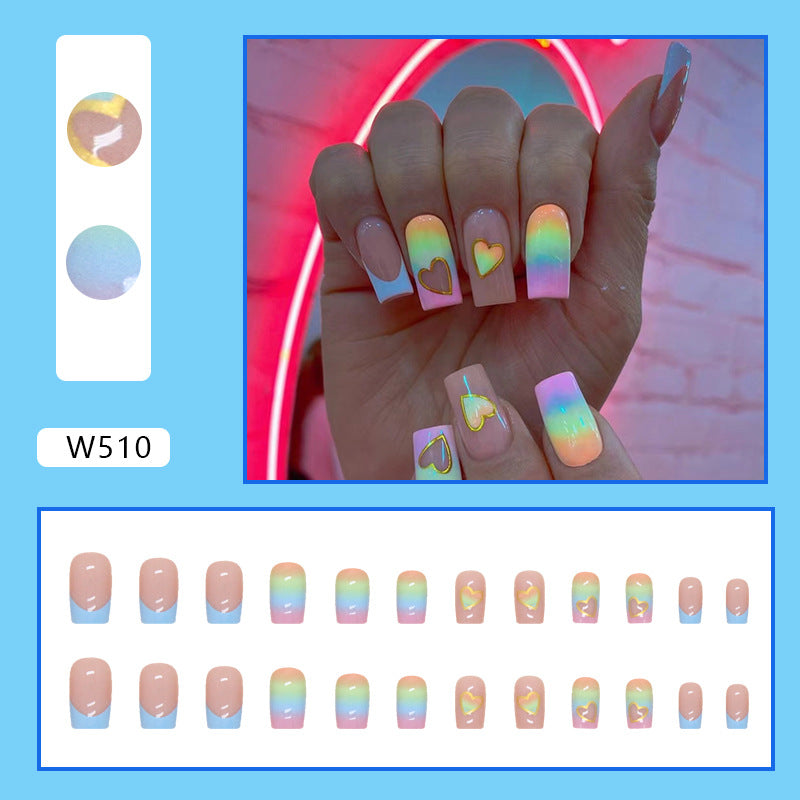 M3 RAINBOW LOVE HEART MEDIUM NAIL