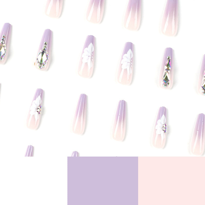 L29 LILAC PURPLE SRYSTAL LONG NAIL