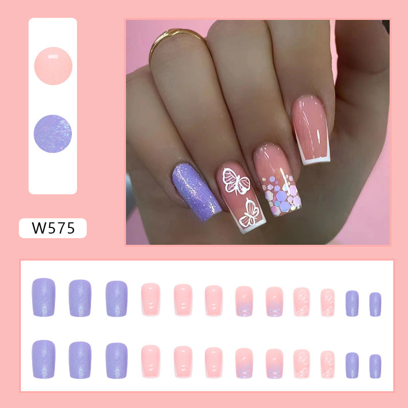 M13 BUTTERFLY FRENCH STYLE MEDIUM NAIL