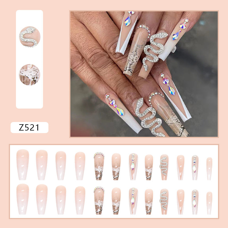 L5 NUDE PINK SILVER SNAKE LONG NAIL – StrayCatboutique