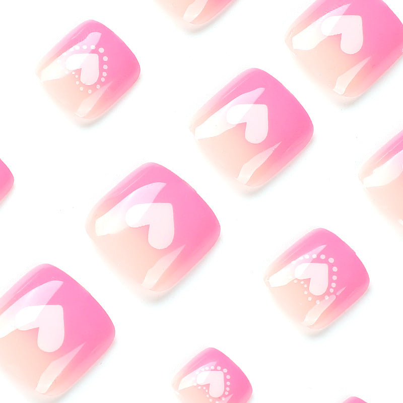 T2 SOLID ROSE PINK HEART TOE NAILS