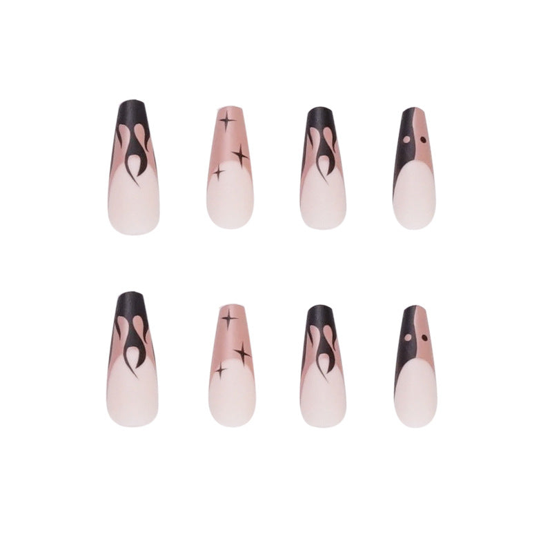 L26 FLAME NUDE PINK & BLACK LONG NAIL