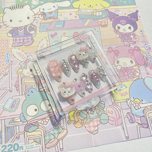 HK13 CANDY KITTY HANDMADE NAIL