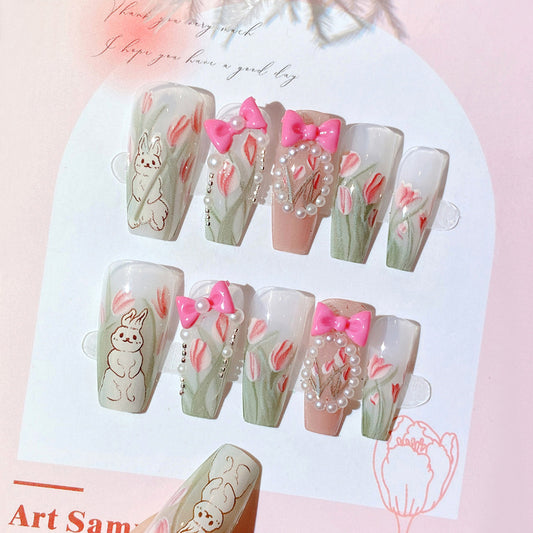 F2 Tulip Bow Rabbit MEDIUM NAIL