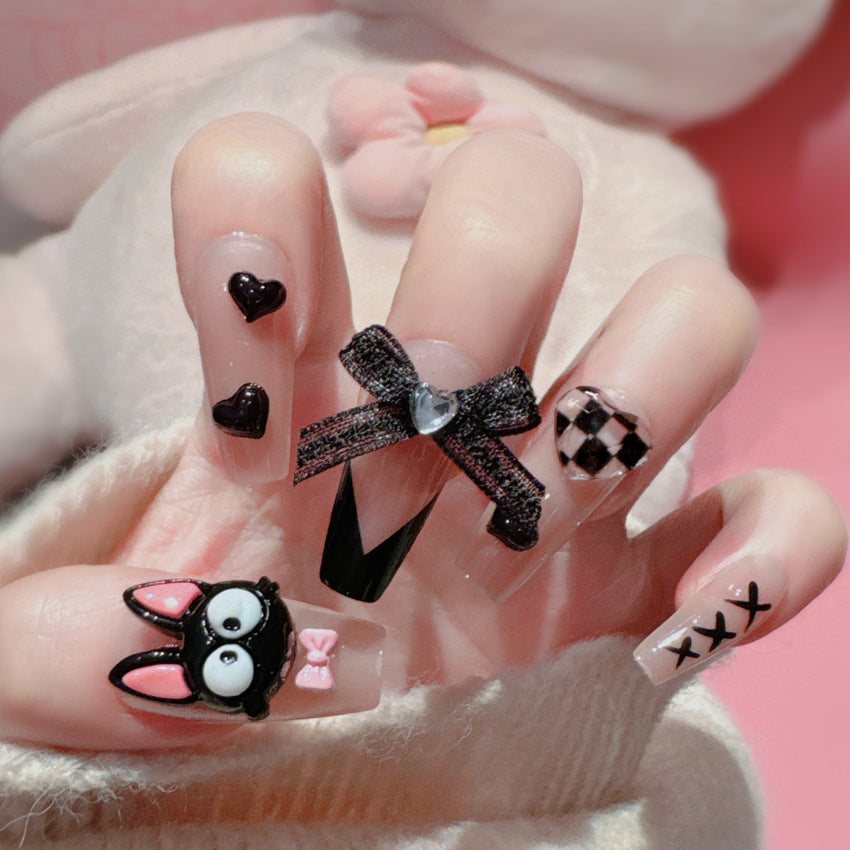 F5 Butterfly Lovely Black Cat MEDIUM NAIL