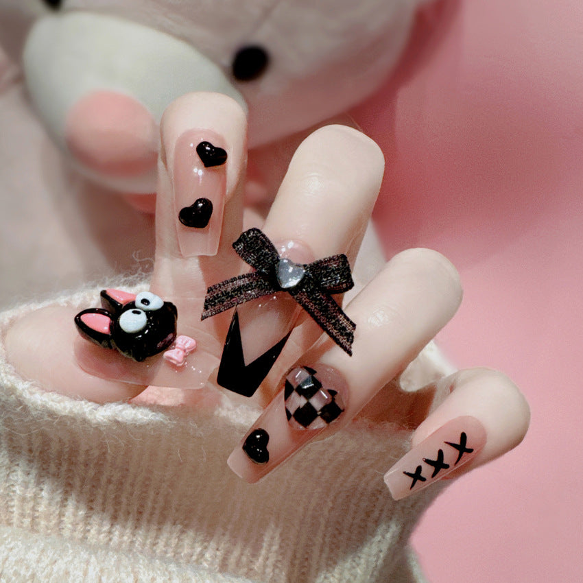 F5 Butterfly Lovely Black Cat MEDIUM NAIL