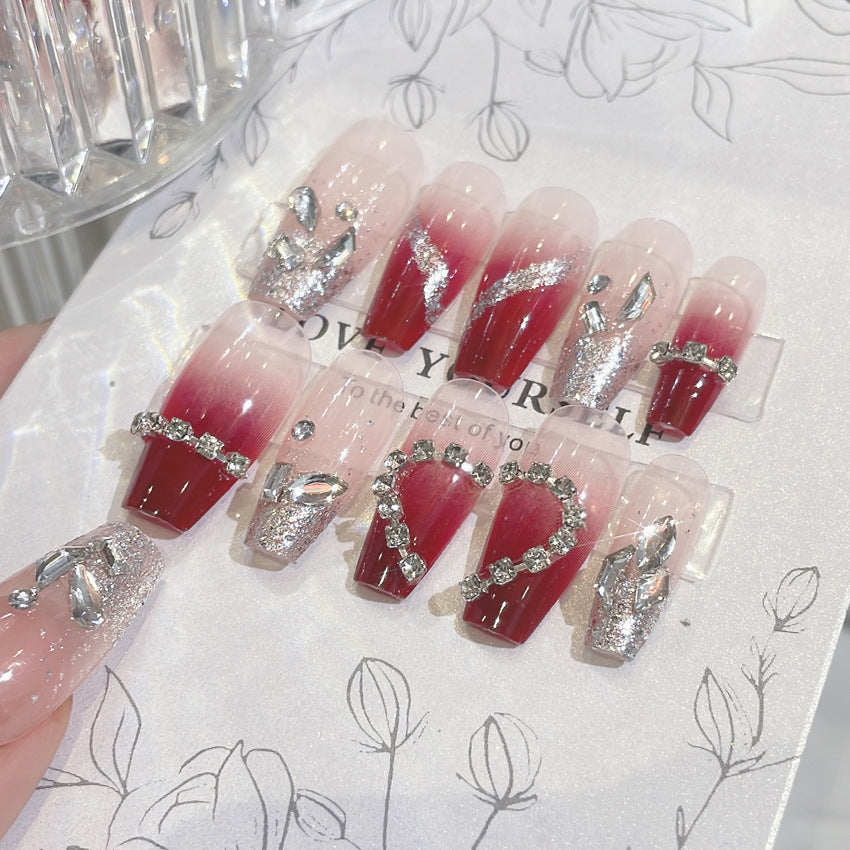 F7 Glass Diamond Heart MEDIUM NAIL