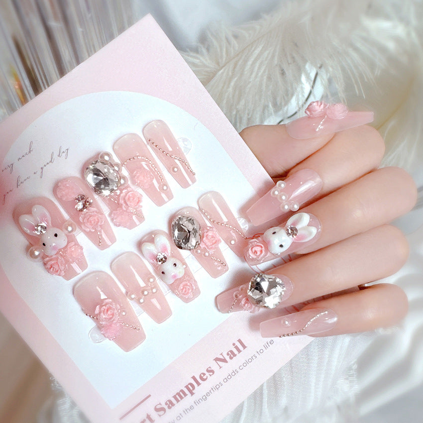 F12 Clear and Gentle Girly Rabbit MEDIUM NAIL