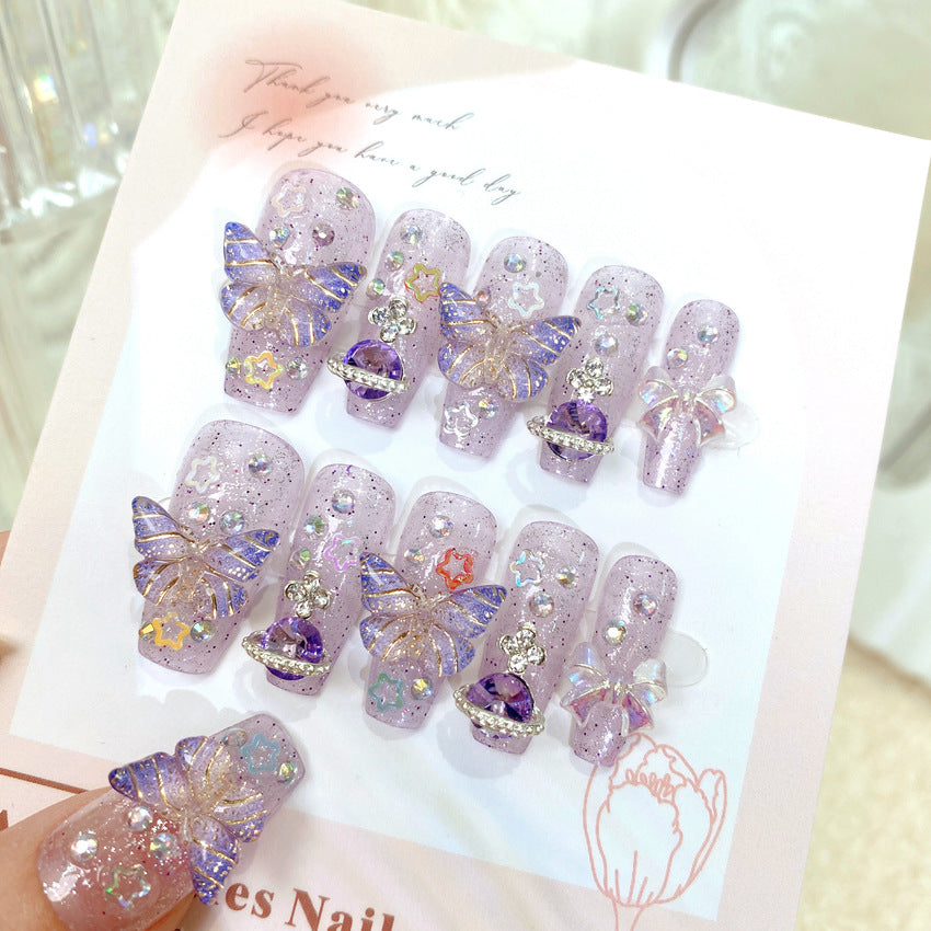 F17 Purple Aurora 3D Butterfly MEDIUM NAIL