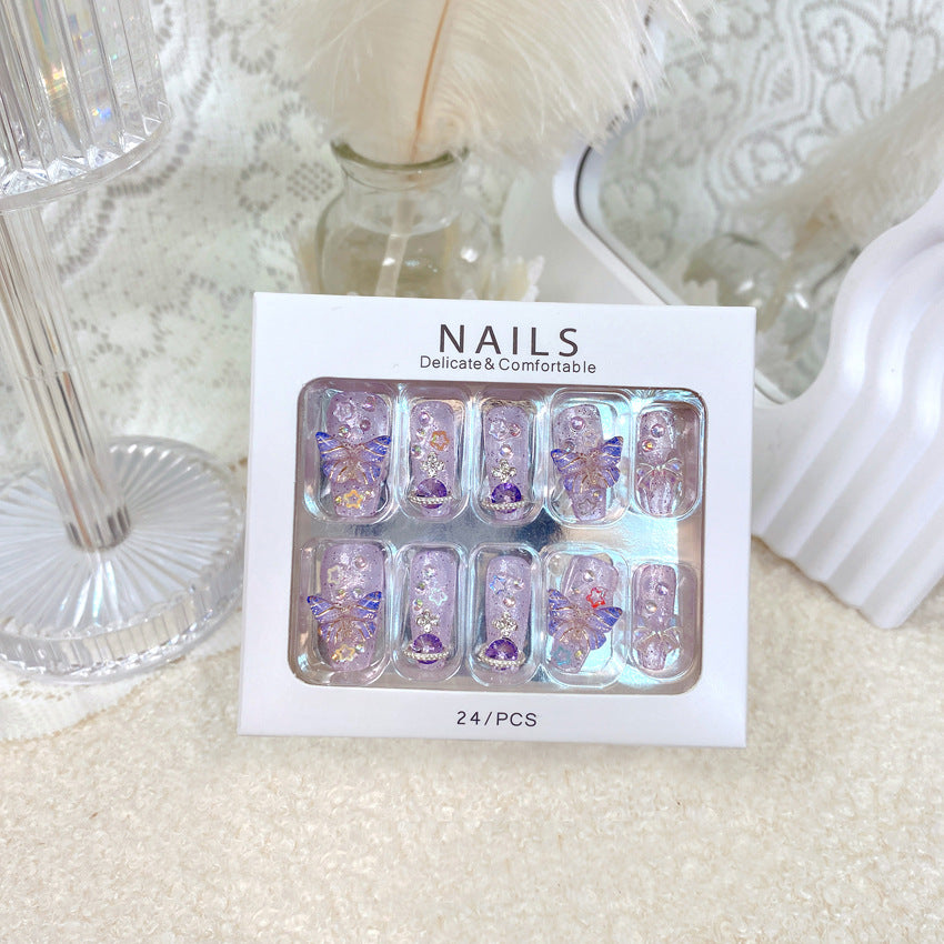 F17 Purple Aurora 3D Butterfly MEDIUM NAIL