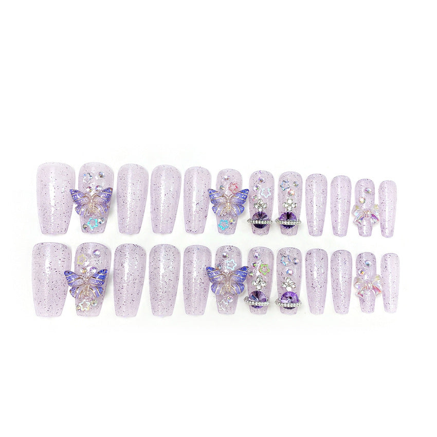 F17 Purple Aurora 3D Butterfly MEDIUM NAIL