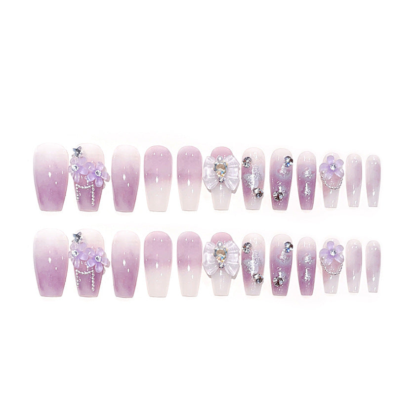 F19 Lilac Purple Bow Premium MEDIUM NAIL