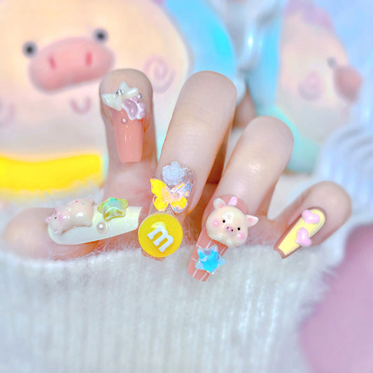 F20 Toast pig macaron MEDIUM NAIL