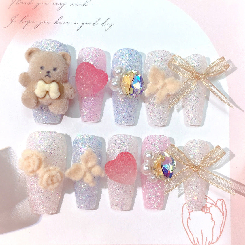 F24 Candy Bear Bow MEDIUM NAIL