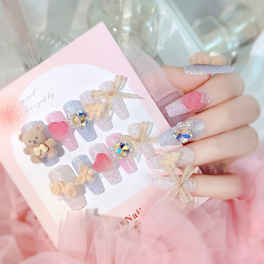 F24 Candy Bear Bow MEDIUM NAIL