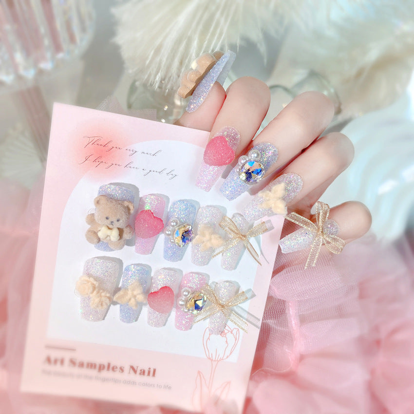 F24 Candy Bear Bow MEDIUM NAIL