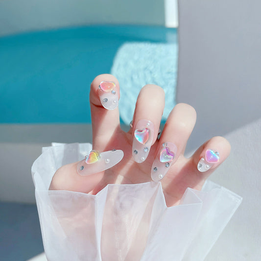 F46 Ice Transparent Aurora Love MEDIUM NAIL