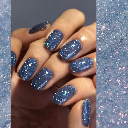 S1 BLUE GALAXY SQUARE SHORT NAIL