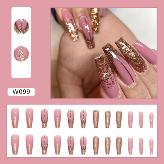 L16 SHINNING GOLD WITH PINK LONG NAIL