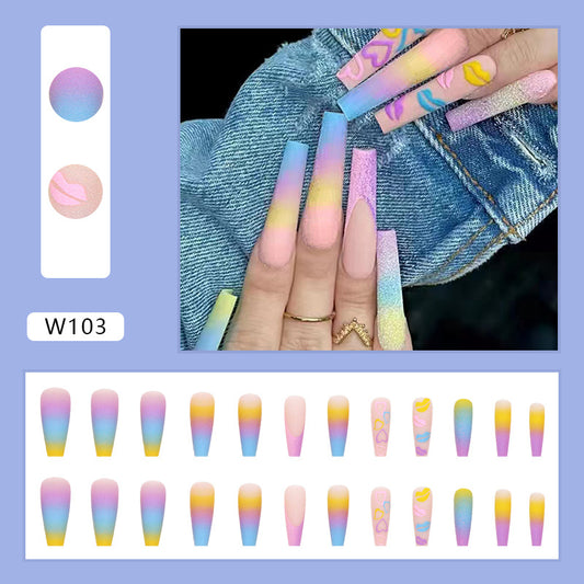 L19 FANCY SUMMER RAIBOW  LONG NAIL