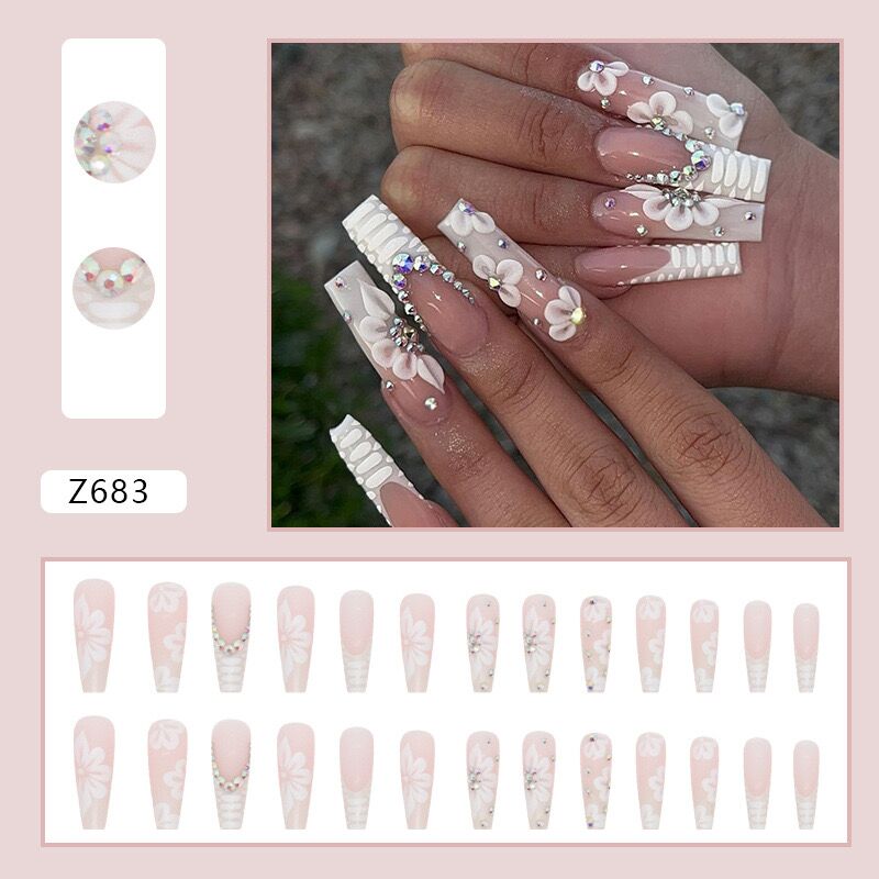 L46 CREAM PEACH BLOSSOM LONG NAIL