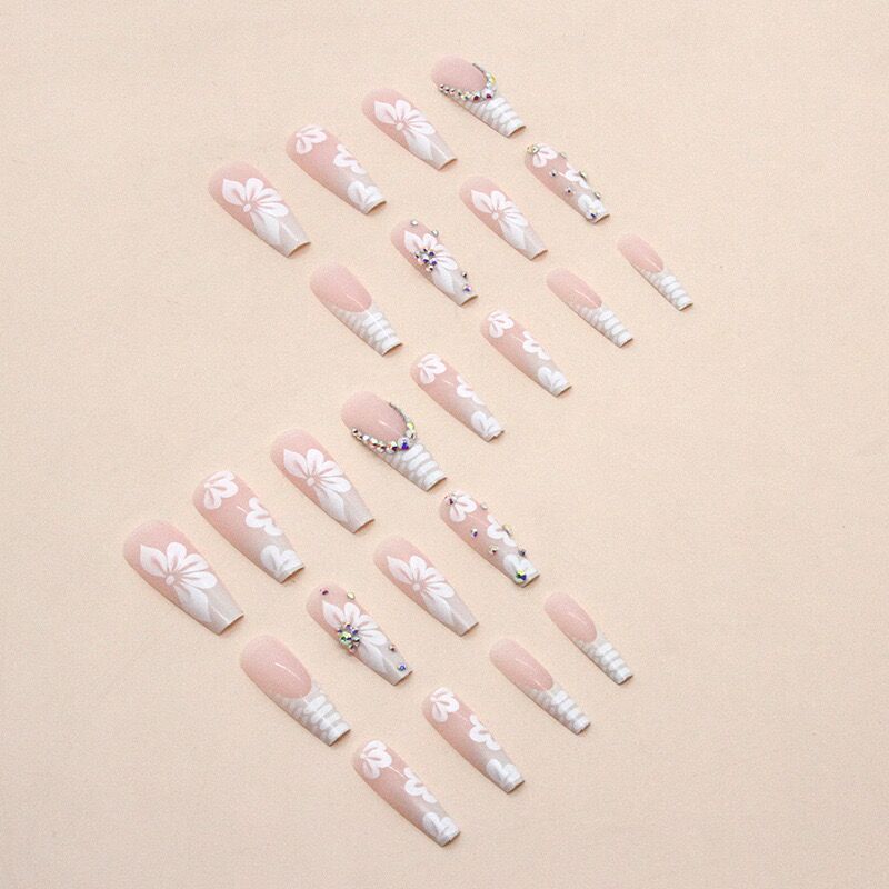 L46 CREAM PEACH BLOSSOM LONG NAIL