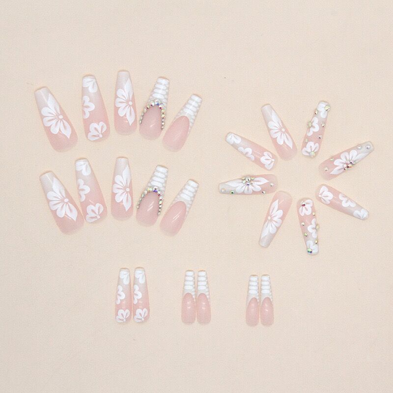 L46 CREAM PEACH BLOSSOM LONG NAIL