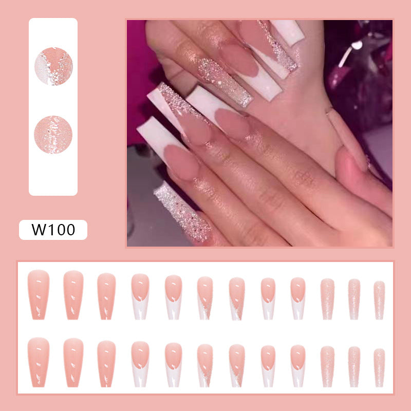 L32 CRYSTAL NUDE PINK GALAXY LONG NAIL