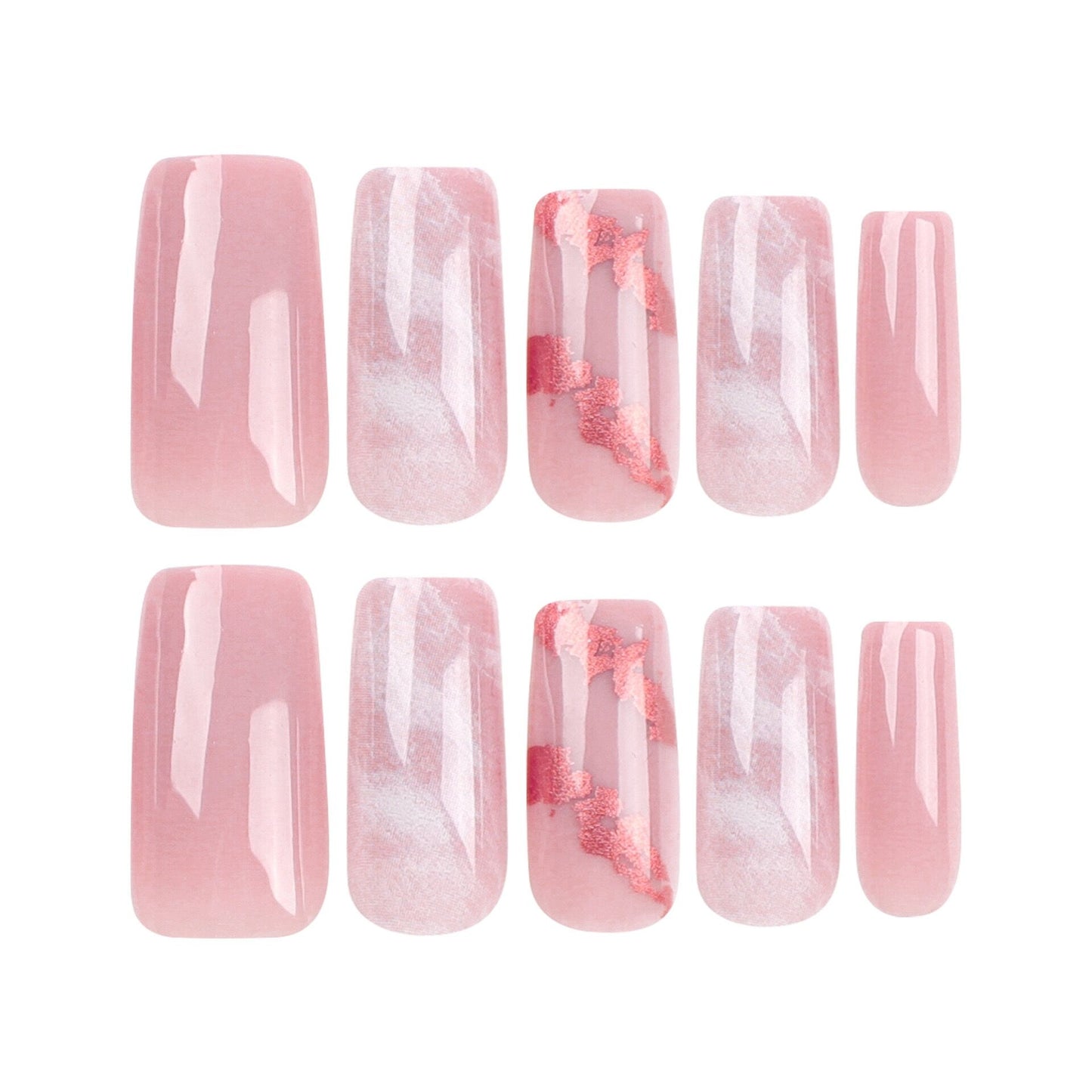 M54 Light pink marble pattern MEDIUM NAIL