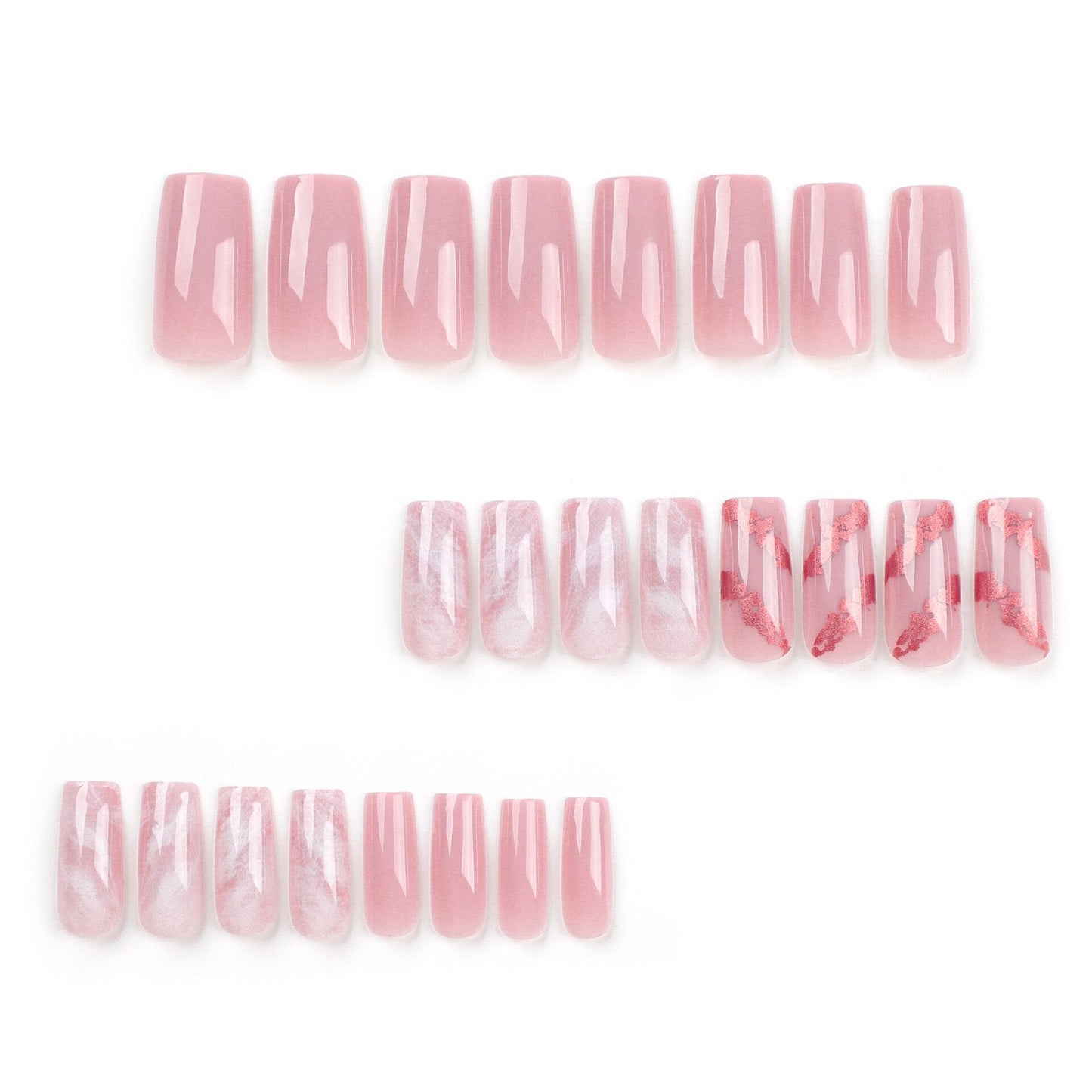 M54 Light pink marble pattern MEDIUM NAIL