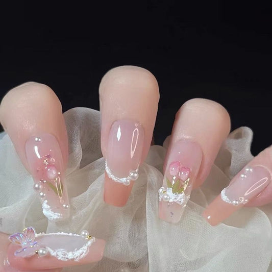 H31 Gypsum Tulip French HANDMADE NAIL