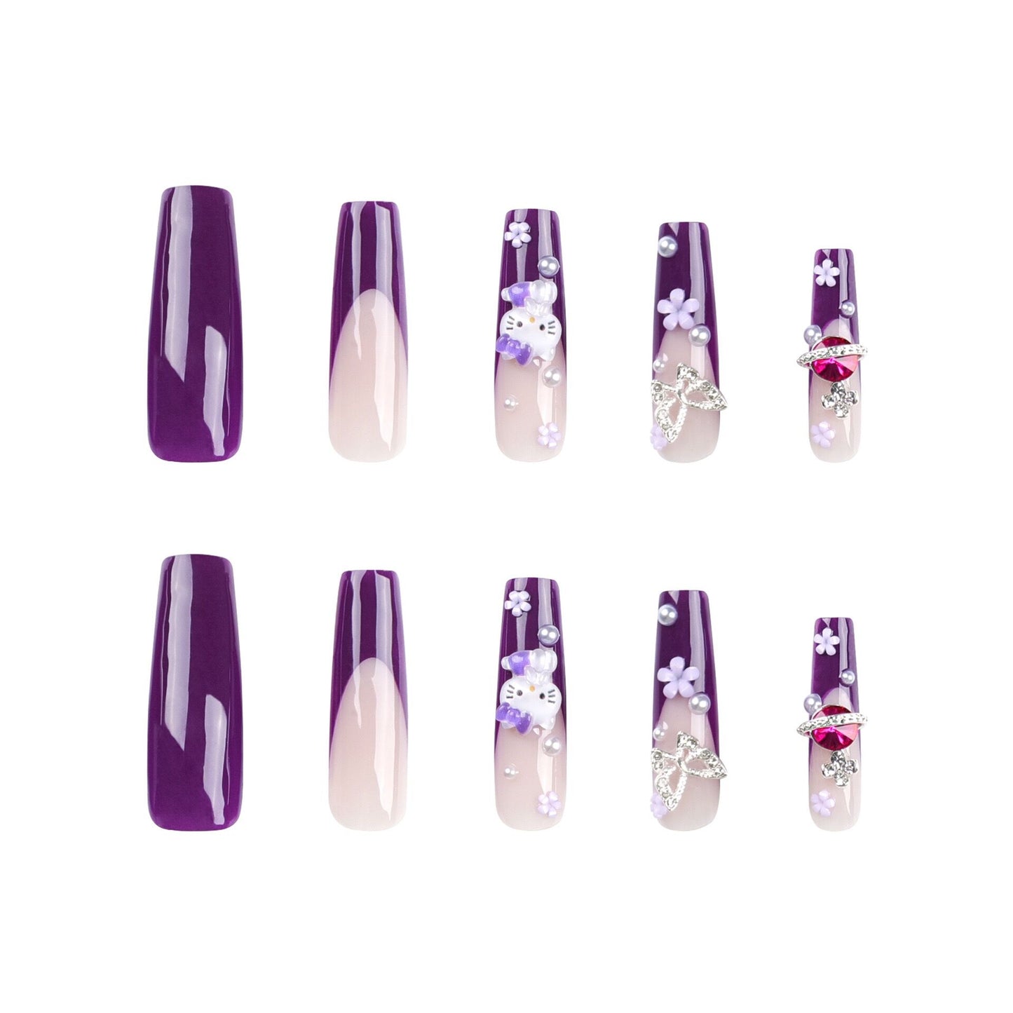 L52 Lilac Purple Kitty LONG NAIL