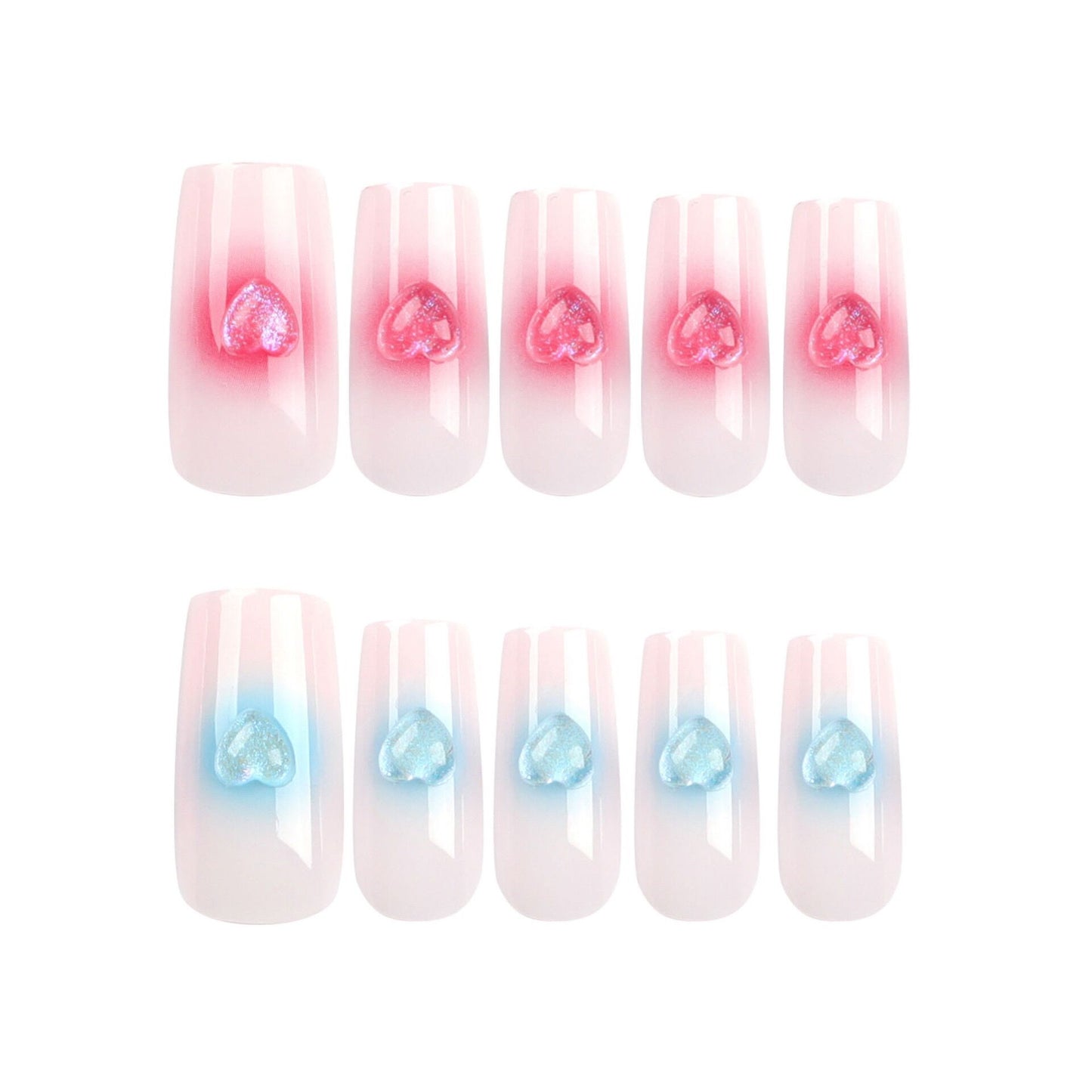 M58 Summer refreshing ice blue with pink tint MEDIUM NAIL