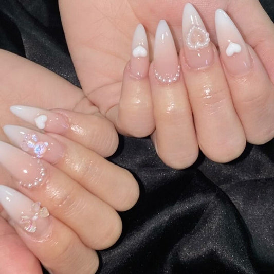 M64 Baby Pink Cloud Pearl Love MEDIUM NAIL