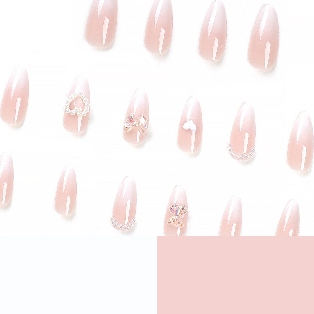 M64 Baby Pink Cloud Pearl Love MEDIUM NAIL