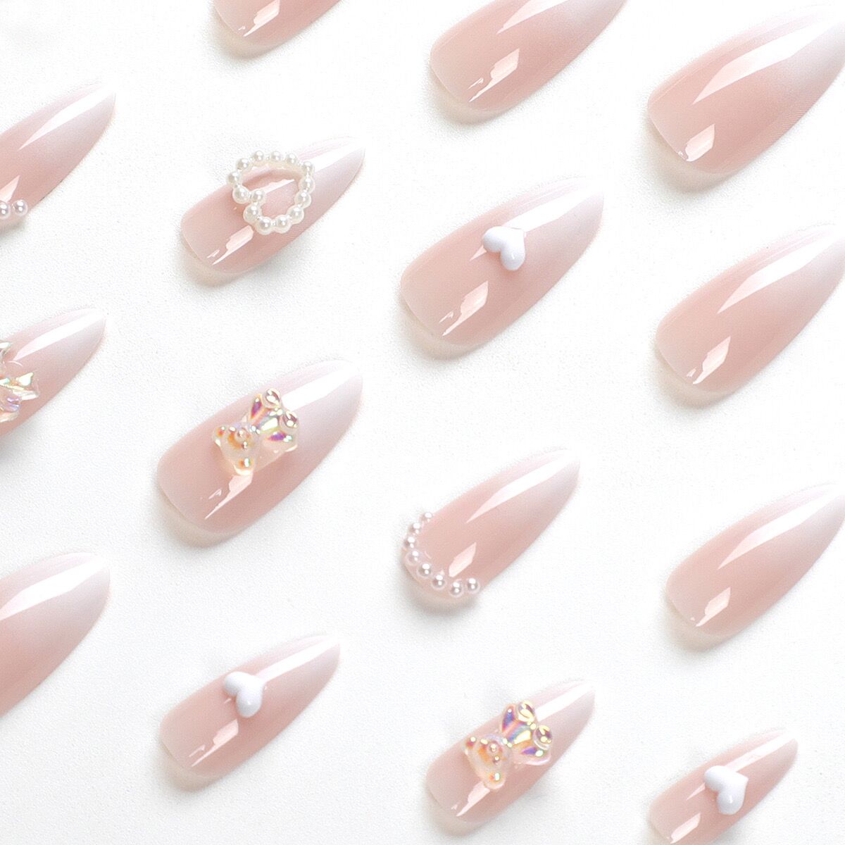 M64 Baby Pink Cloud Pearl Love MEDIUM NAIL