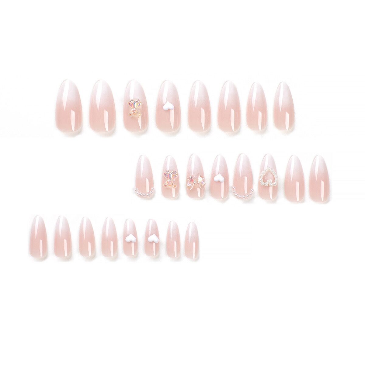 M64 Baby Pink Cloud Pearl Love MEDIUM NAIL