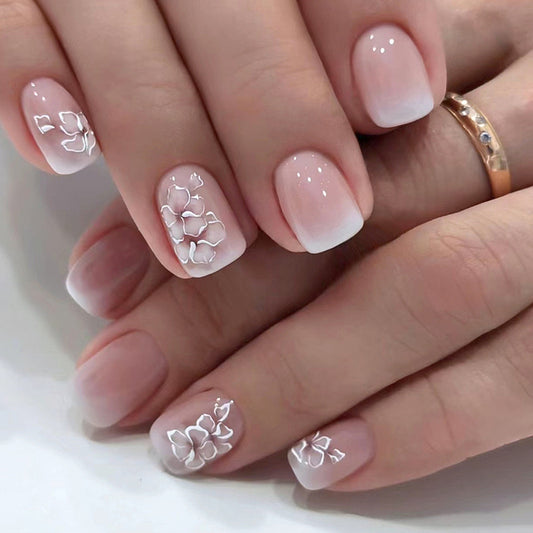 S42 SAKURA PINK FLOWER SHORT NAIL