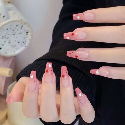 F47 Peach Heart Ice Pink MEDIUM NAIL