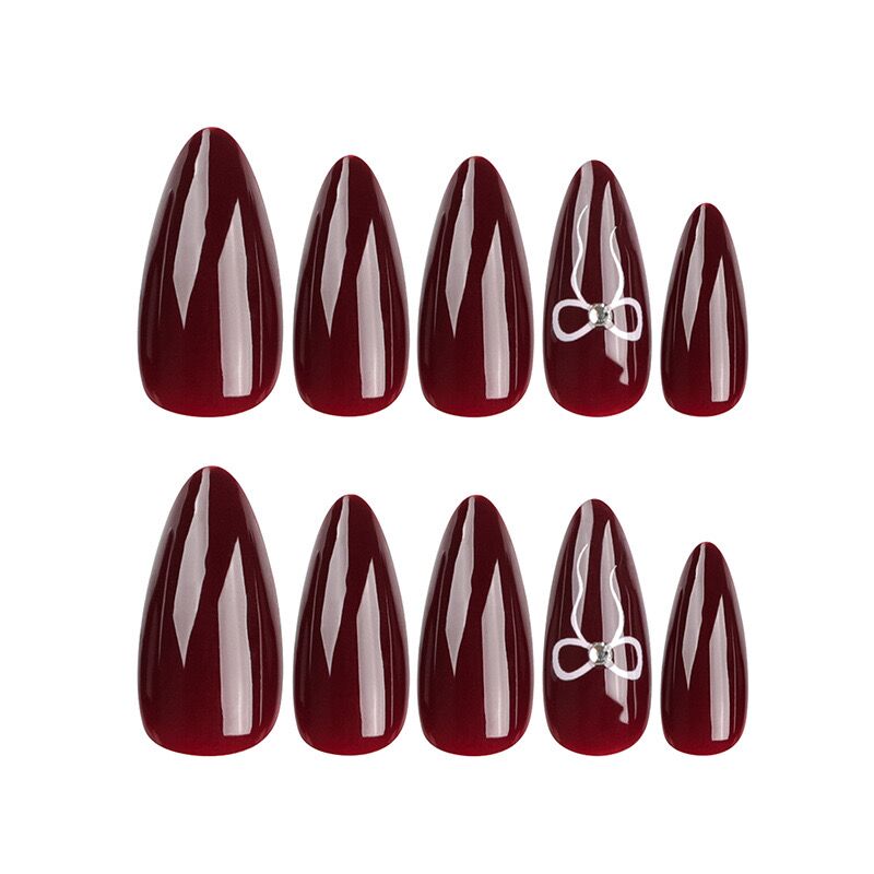 M61 Wine red with silver tie MEDIUM NAIL