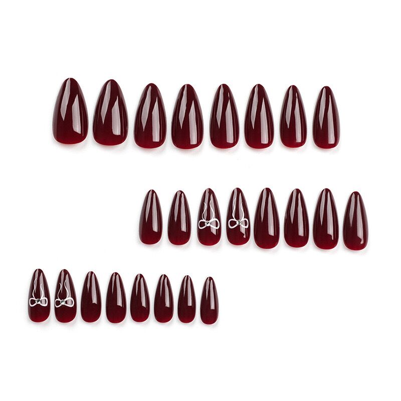 M61 Wine red with silver tie MEDIUM NAIL